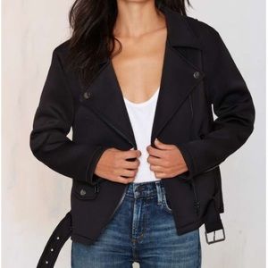 Nasty Gal Neoprene Tough Love Moto Jacket